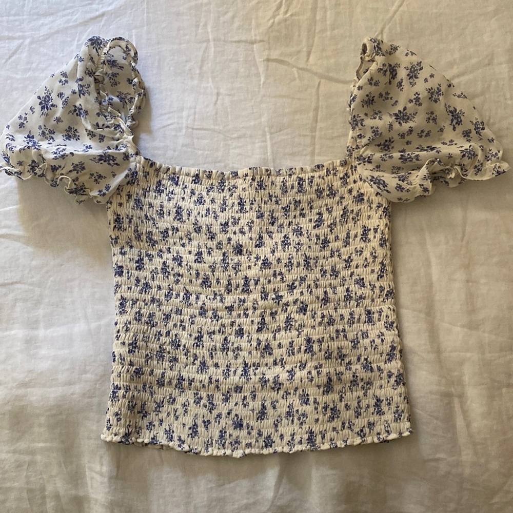 Reformation Blue Flower Top Small
